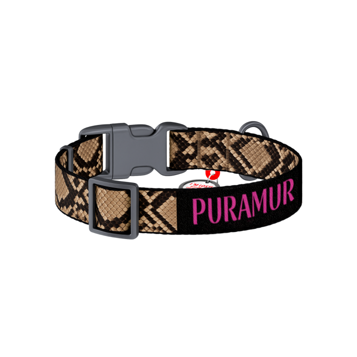 Buy Nylon Collar for Cats and Small Dog Breeds WAUDOG Nylon with QR Passport, "Python" Print, Size S