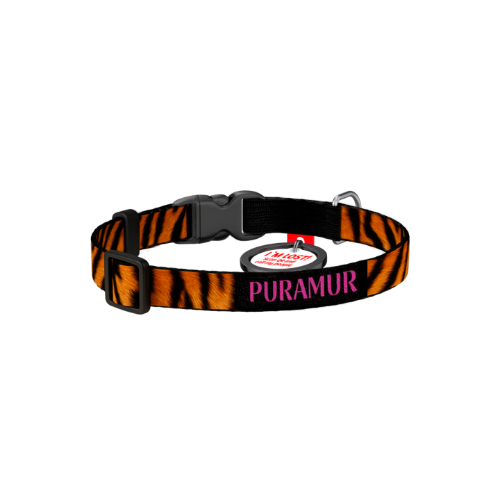Buy Nylon Collar for Cats and Small Dog Breeds WAUDOG Nylon with QR Passport, "Tiger" Print, Size XS