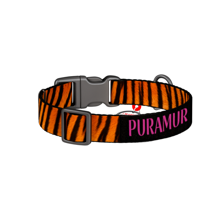 Buy Nylon Collar for Cats and Small Dog Breeds WAUDOG Nylon with QR Passport, "Tiger" Print, Size S