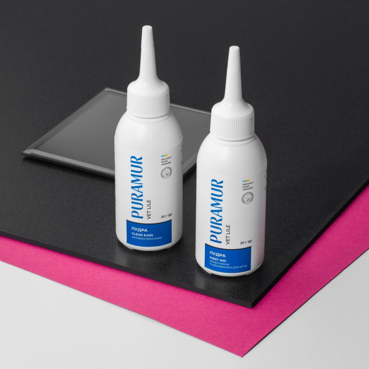 Антибактеріальна пудра для вух собак і котів Puramur Clean Ears 20 г — від запаху та інфекцій Антибактеріальна пудра для вух собак і котів Puramur Clean Ears 20 г — від запаху та інфекцій