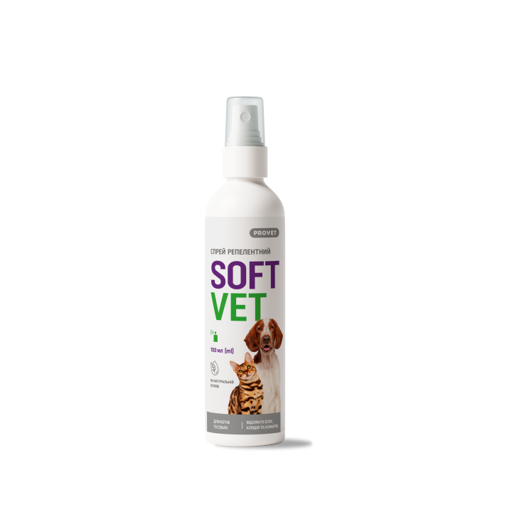 Репелентний спрей PROVET SOFTVET для котів і собак, 100 мл