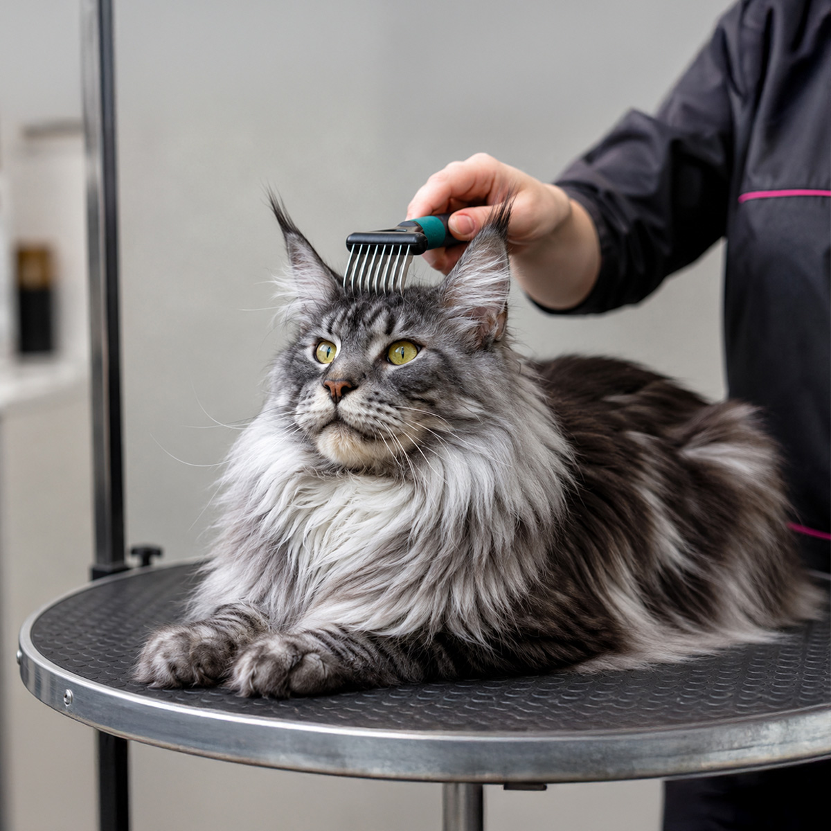 Maine Coon with a luxurious semi-long coat — the largest domestic cat breed requires regular, structured grooming